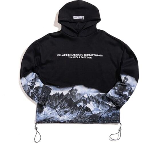Hoodie mountain print Killwinner oversized unisex hooded pullover fleece streetwear harajuku