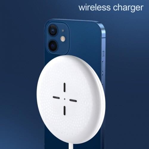 Ultra-Thin Round Mini Portable 15W Wireless Charger USB-C Fast Charging Quick Charger Adapter For iPhone 12 Samsung Huawei Phone