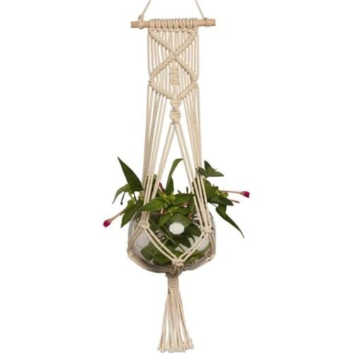 Boho Style Plant Hanger Baskets Handmade Macrame Flower Pots Holder Balcony Hanging Decoration Knotted Lifting Rope Home Garden
