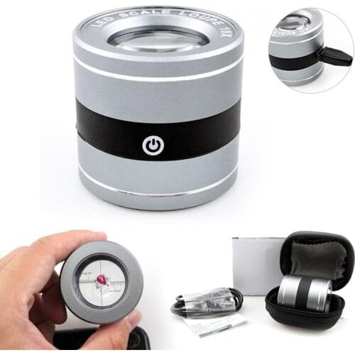 Jewelry Loupe LEDs/UV Lights 10X Magnifying Glass USB Rechargeable Pocket Magnifier For Reading Repair Magnifying Tool