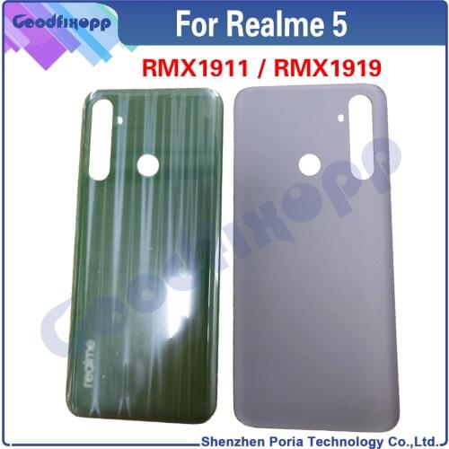 For Realme 5 Battery Back Cover Rear Case Cover For Realme5 RMX1911 RMX1919 Rear Lid Parts Replacement