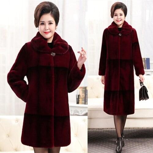 Women Winter Imitation Mink Coat New Mother Long Thicken Plus Size Fur Outerwear Female Long Fur Jacket Femme Fur Outerwear A481