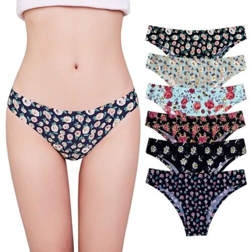 Woman Sexy Breathable Briefs Multicolor Flower/Leopard Print Low-Waist Mesh Panties Underpants Ladies Underwear