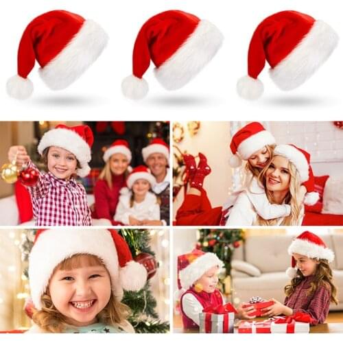 1/6pcs Christmas Hat Xmas Santa Claus Hat Adult Holiday Hat Thickened Classic Fur Christmas Fesitival Home Decoretion