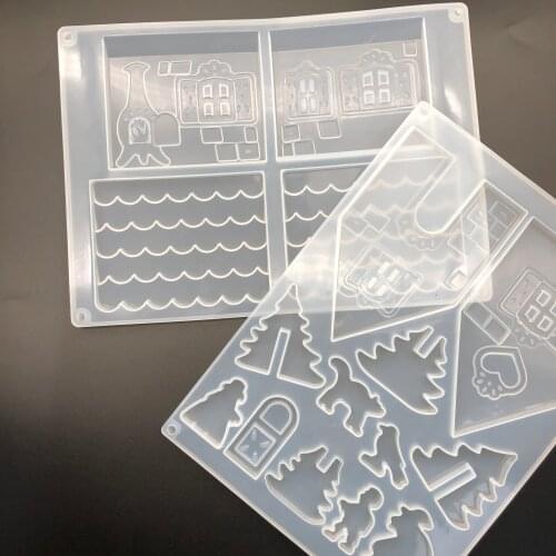 1Set New Christmas House Castle Silicone Mold Epoxy Resin For DIY Jewelry Accessories Making Tool