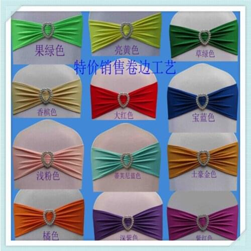 100 PCS 15x 35CM WEDDING PARTY HEART SHAPE BUCKLE CHAIR BANDS HOTEL DECOATION CHAIR COVER BANDS IN HIGH QUALITY