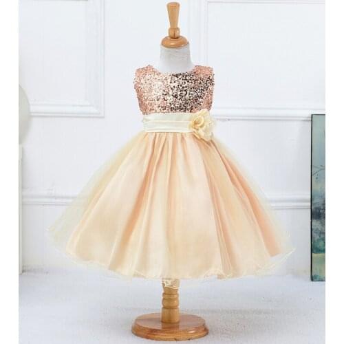 2016 New fashion Dress for Girl Princess Party dress champagne Red green beige dress for 3 4 5 67 8 9 10 years