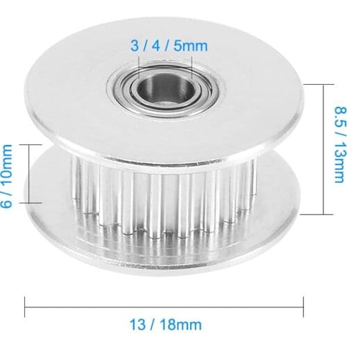 2GT 20/16mm Teeth Wheel Idler Pulley Bore 3mm 4mm 5mm with Bearing for GT2 Timing Belt Width 6MM/10MM