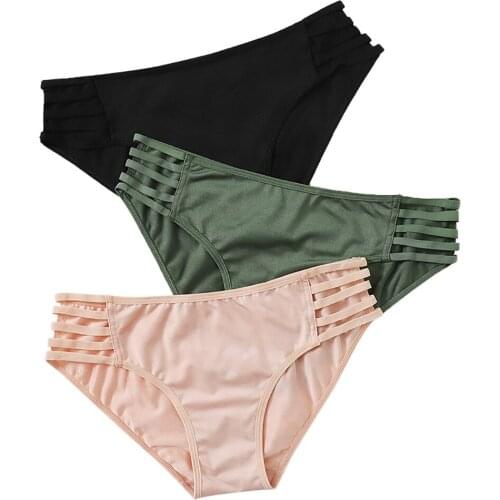 3PC Solid Bandage Underwear Women Fashion Soft Comfortable Breathable Underwear High Elastic Underpants Lingerie lenceria