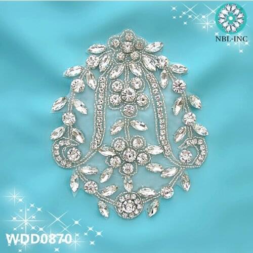 30PCS )Wholesale bridal beaded sewing crystal rhinestone applique iron on for wedding dresses WDD0870