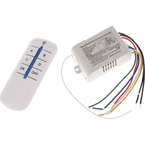 4 Way ON/OFF Light Switch RF Remote Controlled Switch Receiver+Transmitter