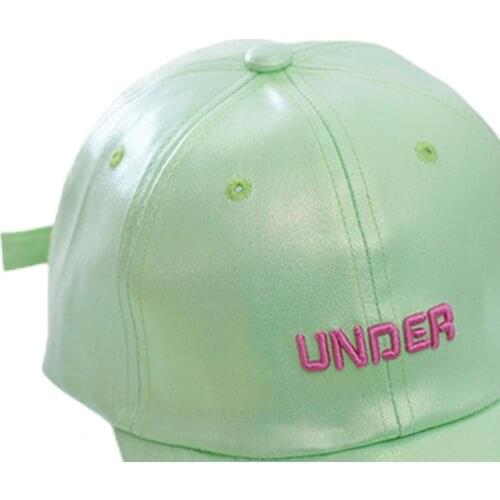 Baseball Cap Shinny Fluorescent Style Faux Leather Adjustable Childrens Baseball Hat for Outdoor Golf Hat Sun Visor Sports Cap
