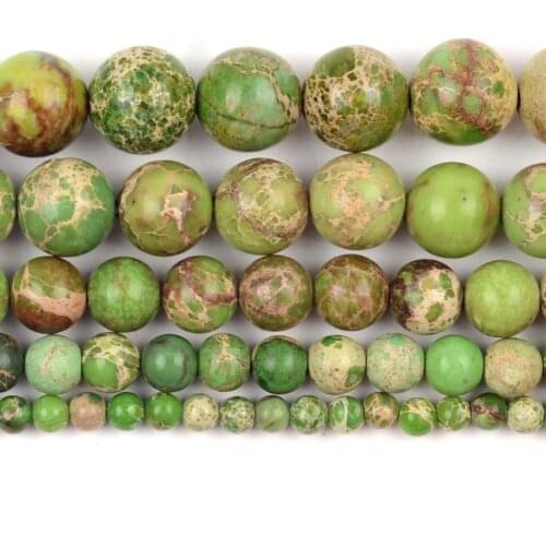 Natural Green Sea Sediment Jaspers Stone Beads Round Loose Spacer Beads For Jewelry Making 4/6/8/10/12mm DIY Bracelet Handmade