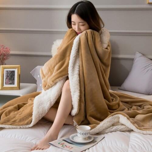 Household Autumn And Winter Double-layer Thick Lamb Wool Blanket Multifunctional Comfortable Nap Sofa Blanket Aircraft Blanket