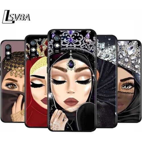Anti-Fall Soft Black Cover Arabic Hijab Girl Queen For Xiaomi Redmi 10X 5G 9C 9A 9 K20 8A 8 7A 7 S2 6A 6 Matte Phone Case