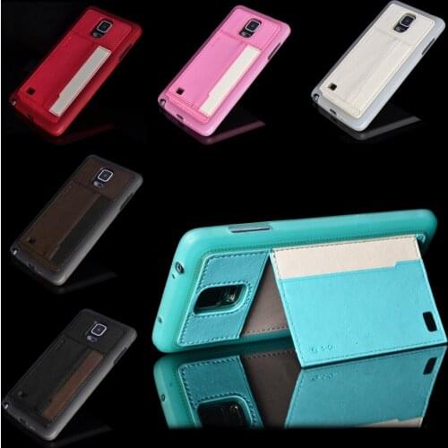 For Samsung Galaxy Note 4 S5 Fashion PU Leather Stand Case Luxury Cell Phone Cases Back Cover With Card Holder Free shipping