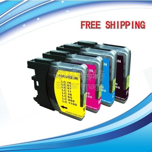 INK WAY Free shipping,4 Compatible Ink Cartridges for LC11 LC16 LC38 LC61 LC65 LC67 LC980 LC990 LC1100
