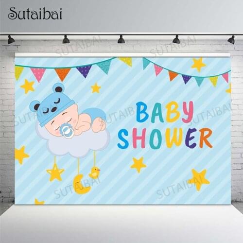 Newborn Photocall Photography Background Bunting Clouds Moon Stars Baby Shower Birthday Customized Portrait Backdrop Decor Props