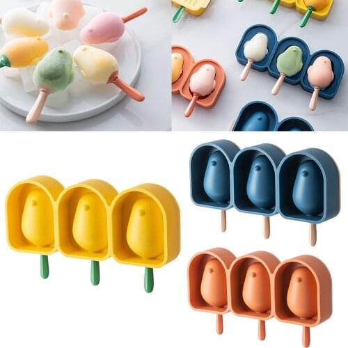 3 Grid Bird Popsicle Mold Box Home-made Ice Cream Popsicles Ice Mold Kitchen Tools Accessories Silicone Popsicle Mold