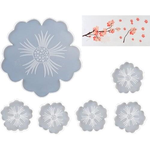 1 set Large Flower Shape Resin Coaster Molds DIY Silicone Tray for Fruit Cup Geode Agate Platter Epoxy Resin Molds Art Crafts