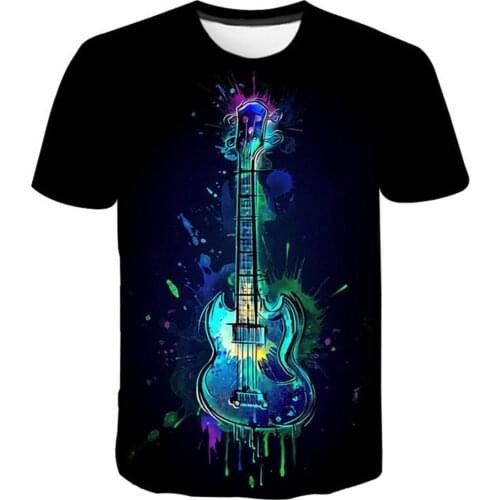 Summer New Funny Music Guitar Printed 3D Tshirt Men Women Children Cool Tee Tops Male Streetwear T-Shirts Boys Girl Kids Clothes