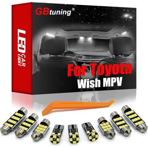 GBtuning Error Free 10PCS For Toyota Wish MPV ( 2009 2010 2011 2012-2020) Vehicle LED Interior Trunk Bulb Accessories Light Kit