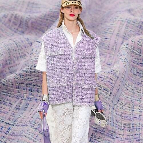 Hot sale Light purple yarn-dyed tweed fabric for dress coat telas por metro tissu tissus sewing tecido DIY