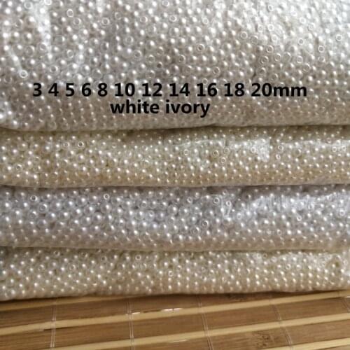 Ivory/White ABS Imitation Pearls Beads Straight Hole Round Acrylic Loose Beads for Jewelry Making DIY Necklace Earring Hairclip