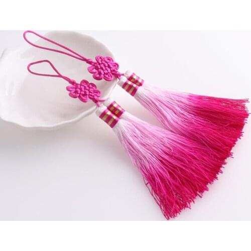 Chinese Knot Tassel Gradient Pink Tassel Lucky Knot Tassels Charms Handmade Chinese Knot Car Decoration Bag Pendant decoration