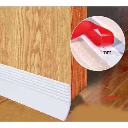 Adhesive Door Draft Stopper Trimable Stackable Door Bottom Seal Sweep Waterproof PVC Soundproof Wind Blocker 1m Long UD88