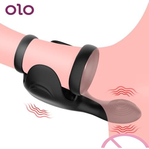 OLO Cock Ring Sex Toys For Men Delay Ejaculation 10 Modes Electric Pulse Vibrator Male masturbator Testicle Vibrator Penis Rings