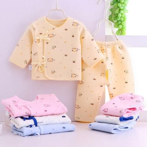 2021 2pcs Newborn Baby Girls Boys Clothes Set Cotton Top + Pant Comfortable Autumn Baby Clothing For New Born Infant 0-6 monthes