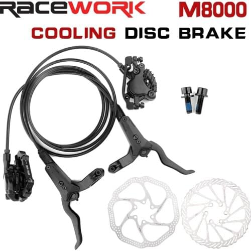 RACEWORK M8000 MTB Hydraulic Brakes set Bike Mountain Bicycle Cooling Disc Brake kit Caliper Pads Oil Pressure 800/1550mm