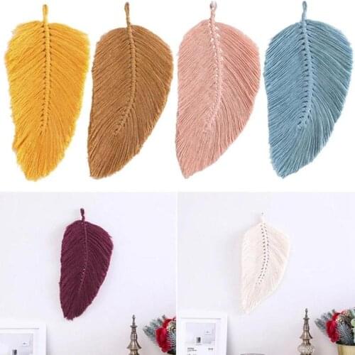 Tassels Macrame Leaves Tapestry Nordic Style Tapestry Wall Hanging Cotton Handmade Jewelry Home Bedroom Boho Decoration 15x30cm