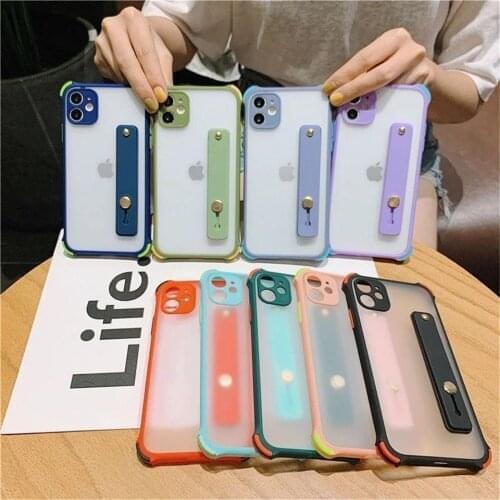 Matte Stand Holder Clear Phone Case For Samsung S21 S10 S9 S8 Plus S20 FE A51 A71 A52 A72 F62 A32 M51 Note 20 10 Cover