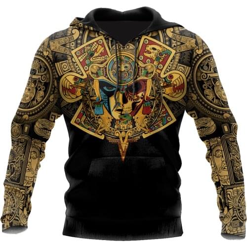 Mexico Aztec Skull Warrior Sun Stone Tattoo 3D Printed Unisex Hoodie Men Sweatshirt Streetwear Pullover Casual Jacket Tracksuit