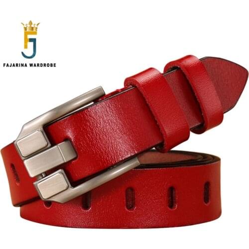 FAJARINA Ladies Good Quality Genuine Leather Retro Styles Novelty Wide Pin Buckle Belts 28mm Wide Accessories for Women N17FJ671