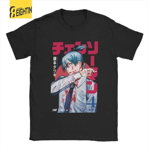 Mens Chainsaw Man Hayakawa Devil Manga T Shirts Pure Cotton Clothes Novelty Short Sleeve Round Neck Tees Graphic T-Shirts