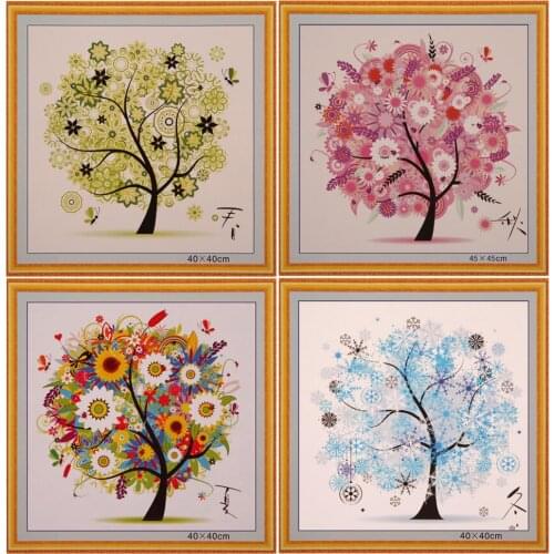 DIY Four Seasons Tree Cross Stitch Kit Counted Embroidery Spring Summer Autumn Winter Home Decorative Dropshipping