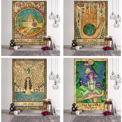 Tarot Star Wall Hanging Tapestry Astrology Old Vintage Tapestry Witchcraft Hippie Bohemian Tapestry Mural
