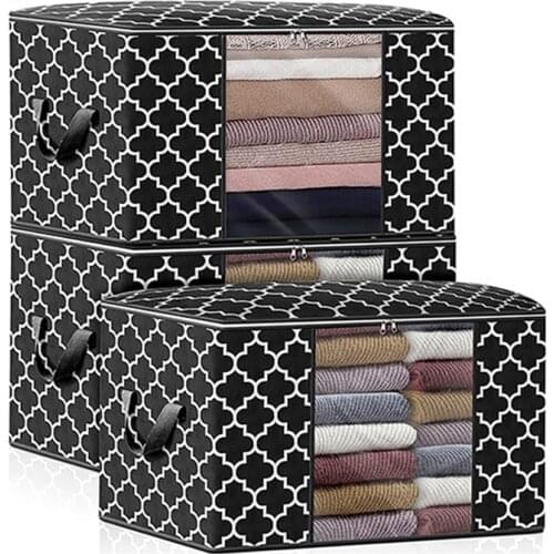 Non Woven Large Capacity Dirty Clothes Collecting Organizer Quilt Blankets Storage Bags with Clear Window