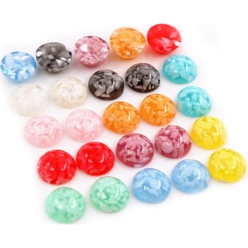 New Fashion 40pcs 12mm Mix Colors Seabed shell Style Flat back Resin Cabochon For Bracelet Earrings accessories