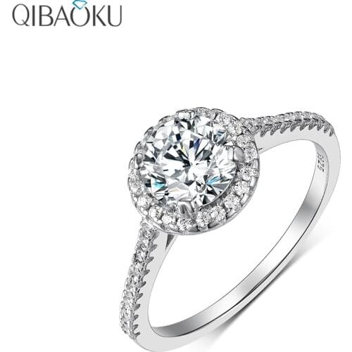 Round Moissanite Solid 14k White Gold Engagement Ring for Women Shiny Moissanite Wedding Rings Luxury Jewelry