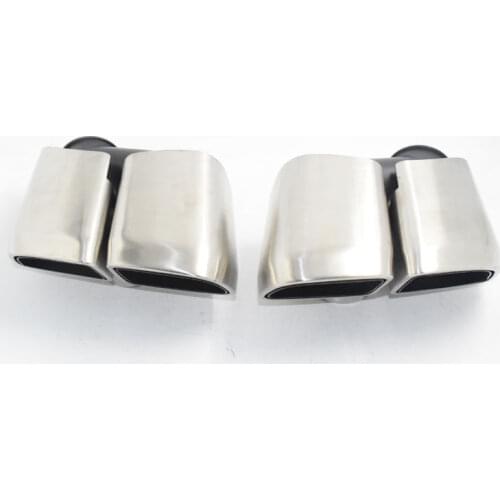 One Pair 304 Stainless Steel 2015-2018 Macan 4 Outlets Square Tail Throat for Porsche Macan Exhaust Tip Muffler Tail Nozzles