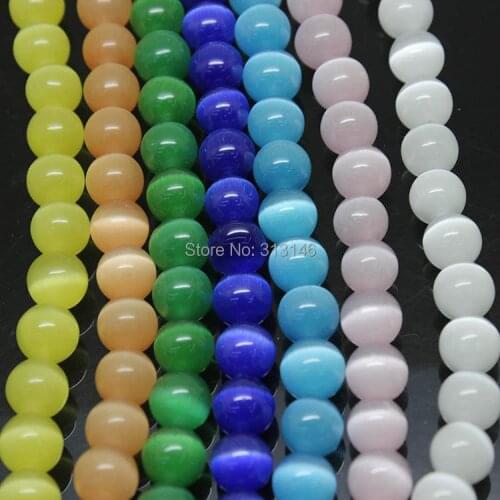 Wholesale Natural Round Loose Strand Opal Cat Eye Stone Beads for DIY Necklace Bracelet Jewelry Making Pick Size 4 6 8 10 12mm