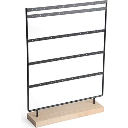 Earring Holder Stand Jewelry Holder Organizer Display Rack 5 Tier 100 Holes Earring Rack with Wood Base