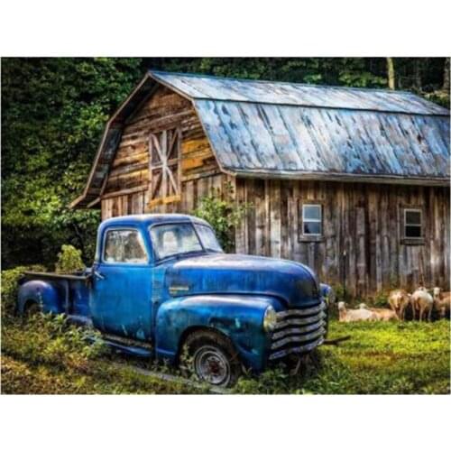 Full 5D Diy Diamond Embroidery Visa and Old Car Nature Scene Art Diamond Painting Cross Stitch Mosaic Home Decoration FH1203