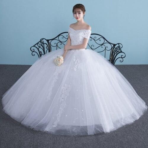 Luxury Shoulder Wedding Dress Lace Up 2019 New Brides Wedding Dresses Ball Gowns Plus Size Dress