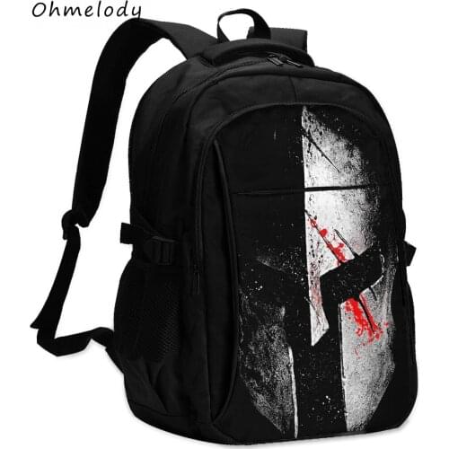 Viking Face Large Capacity Carry On Backpacks Men Business Travelling 17in Laptop USB Backpack with Back Aniti Theft Pockets
