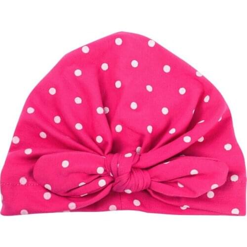 Bobora Sweet Dot Baby Girl Hat With Bow Candy Color Cap For Girls Elastic Infant Accessories